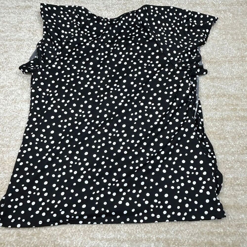 Notations Blouse Womens 1X Black White Polka Dot Tiered Ruffle Short Sleeve Top - Picture 6 of 6
